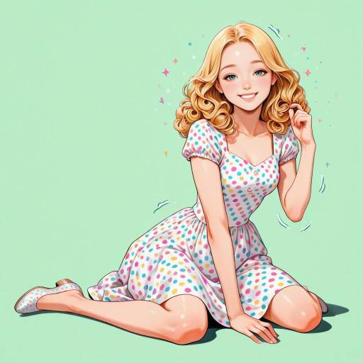 Joyful Woman Twirling in Polka Dots