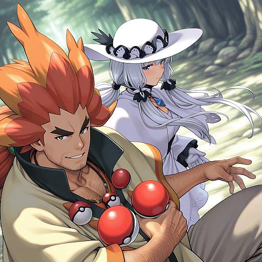 Illustration of Alder (pokemon), pokemon in the style of Oda takayuki