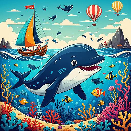 Playful Whale Adventure in Vibrant Seas