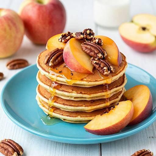 Grilled Peach Pecan Pancakes Stack