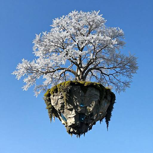 Upside-Down Crystal Tree with Floating Islands