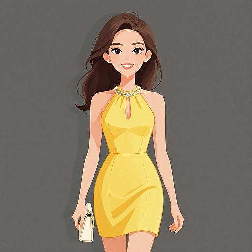 Smiling Woman in Yellow Summer Dress