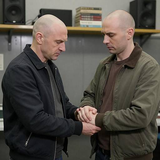 Intense Confrontation in Industrial Scene