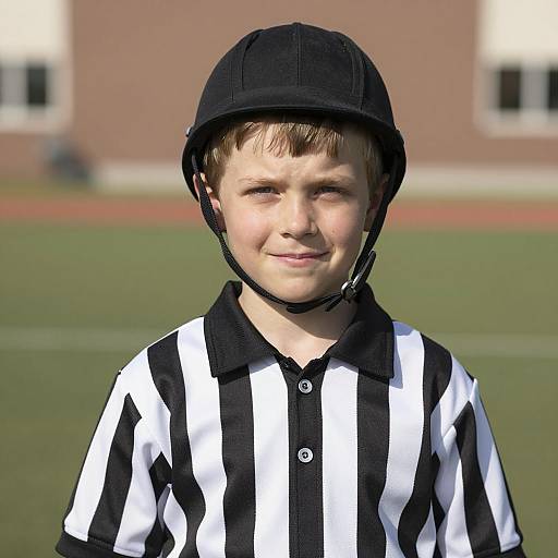 Young Boy in Referee Costume Outdoors