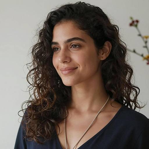 Relaxed Woman with Floral Background