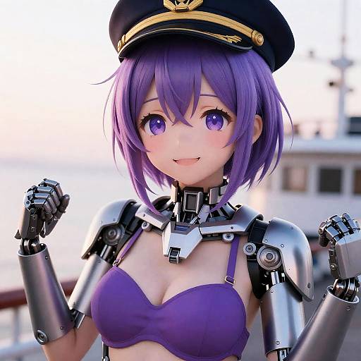 Cybernetic Anime Girl at Naval Base