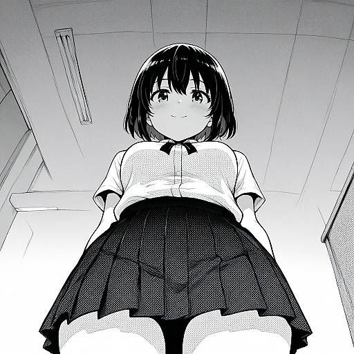 Greyscale Manga Portrait of Ayase Fuuka