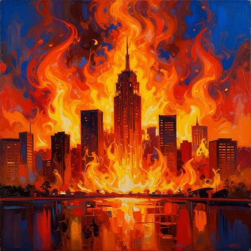 Fiery Abstract City Skyline
