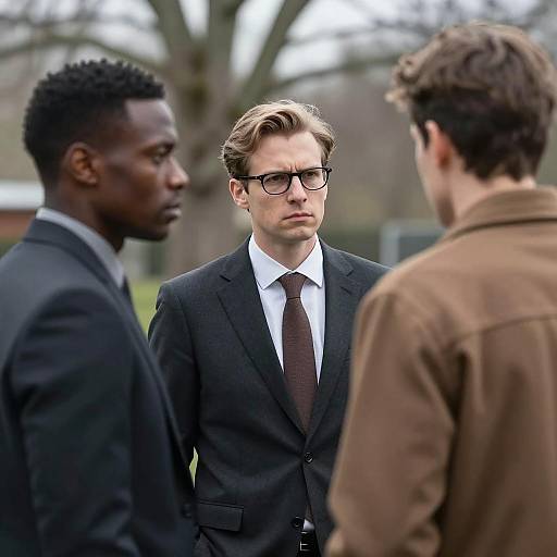 Serious Business Conversation Outdoors