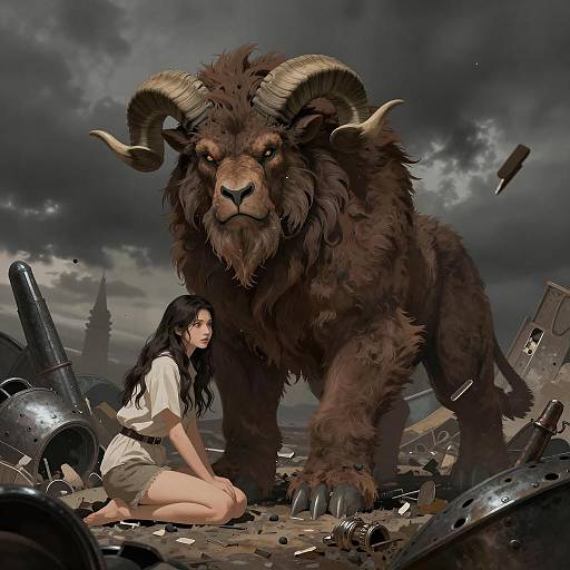 Shaggy Beast and Woman in Chaos