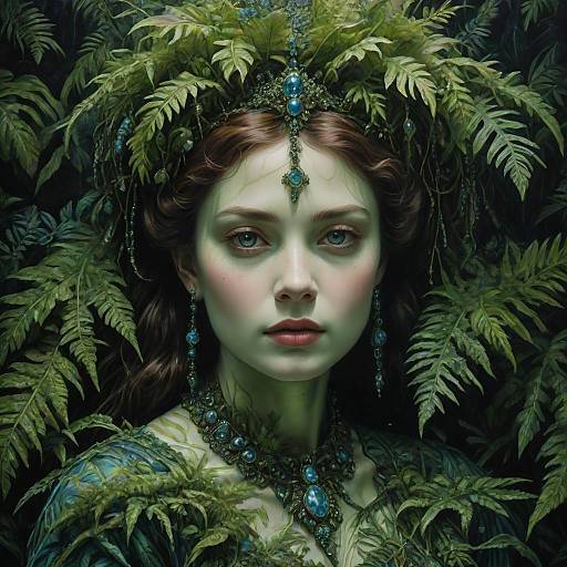 Woman in Leaf-Inspired Fantasy Costume