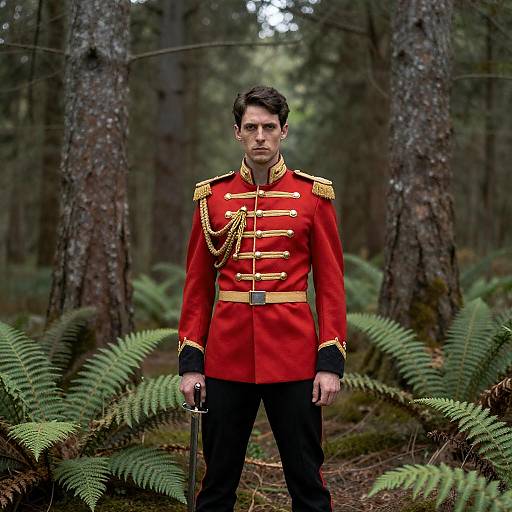 Red Military Officer in Forest