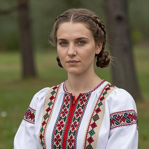 Young Woman in Traditional Polish Folk Dress