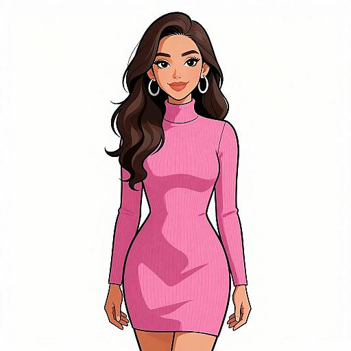 Smiling Woman in Pink Bodycon Dress