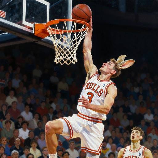 Basketball Player Dunking with Bunny Ears