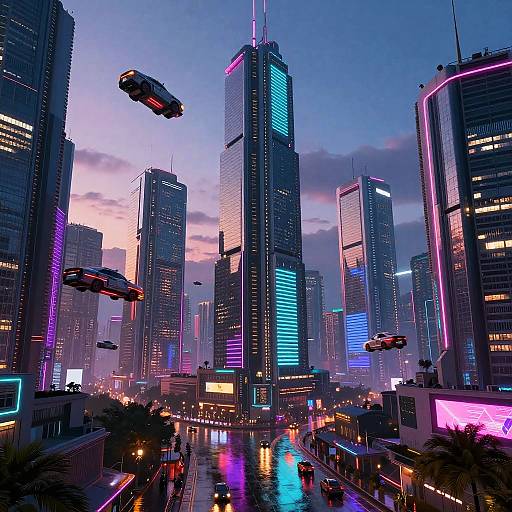 Futuristic Cyberpunk Neon Cityscape