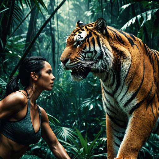 Epic Showdown Between Female Warrior and Tiger in Jungle