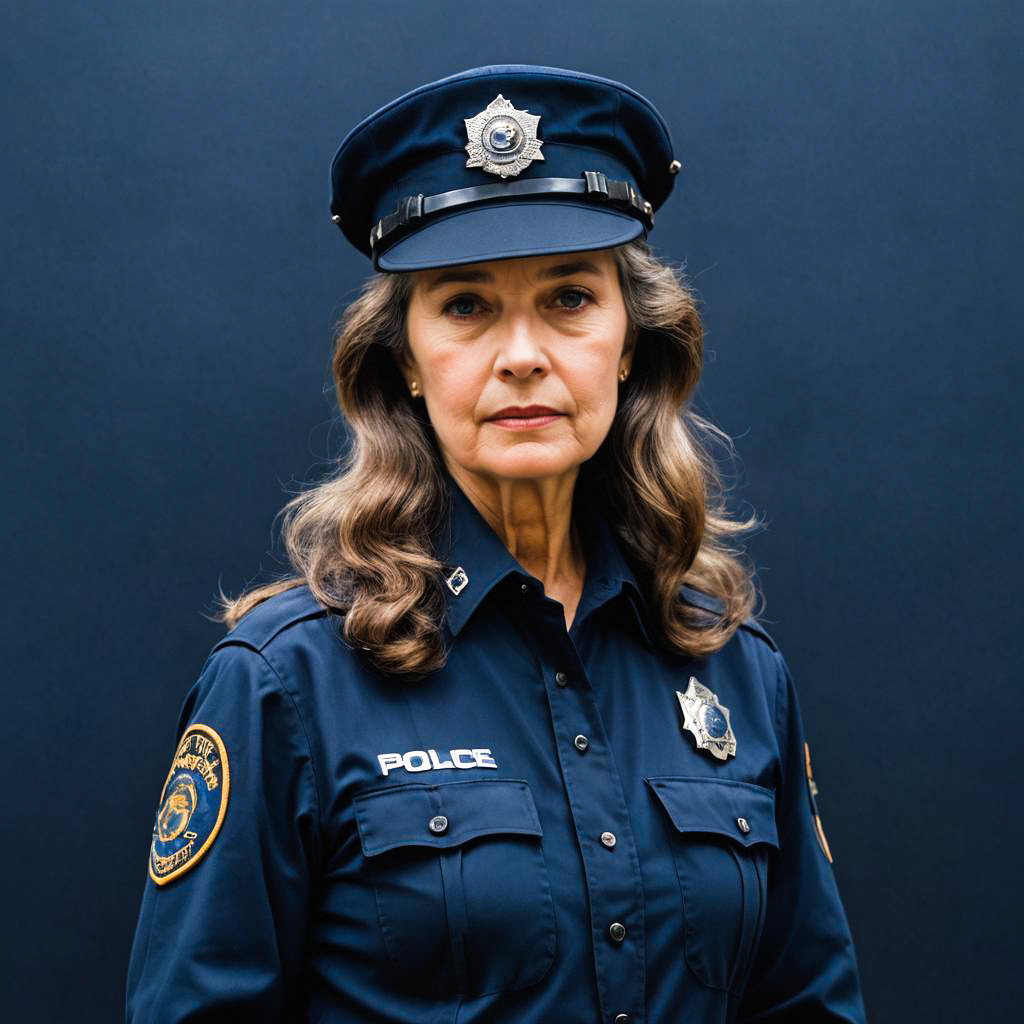 Elderly Woman in Police Uniform Portrait