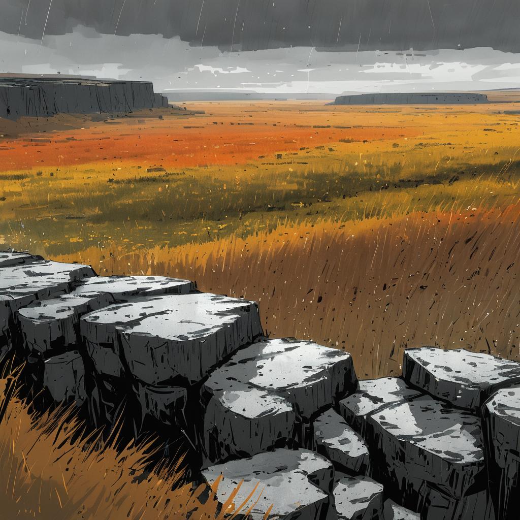 Serene Meadowlands with Autumn Rain Sketch