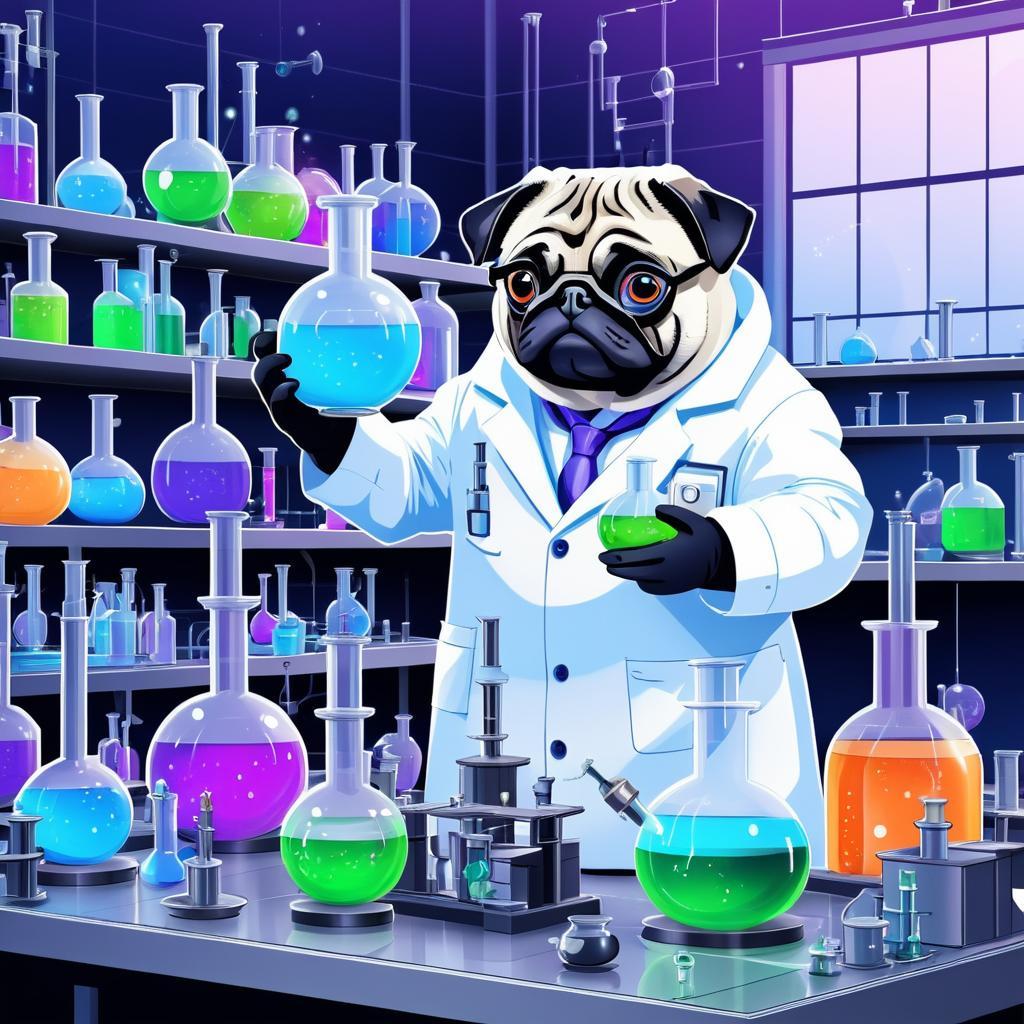 Pug Scientist Conducting Potent Experiments