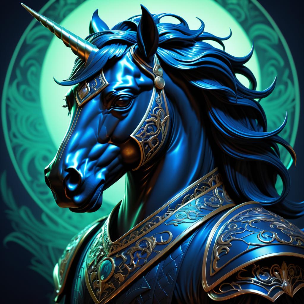 Elegant Retro Portrait of Mythical Horse Creature