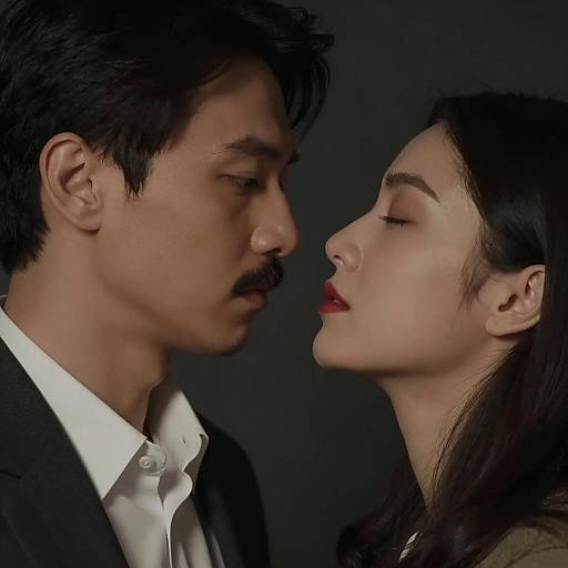 Intense Portrait of Two Faces Intertwined