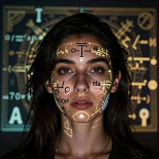 Face with Projected Mathematical Equations