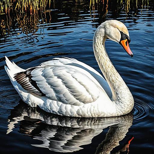 Elegant White Swan on Lake