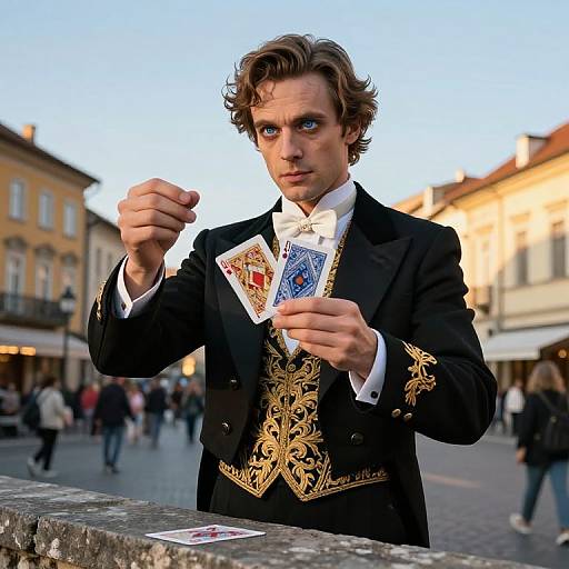 Enigmatic Magician in European Streets