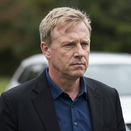 Serious Middle-Aged Man in Nature