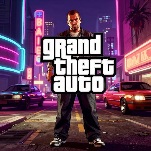 GTA Style Neon Urban Street Scene