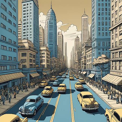 Urban Comic Book Cityscape Illustration