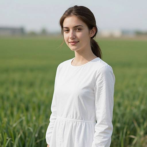 Realistic Woman in Organic Cotton Dress
