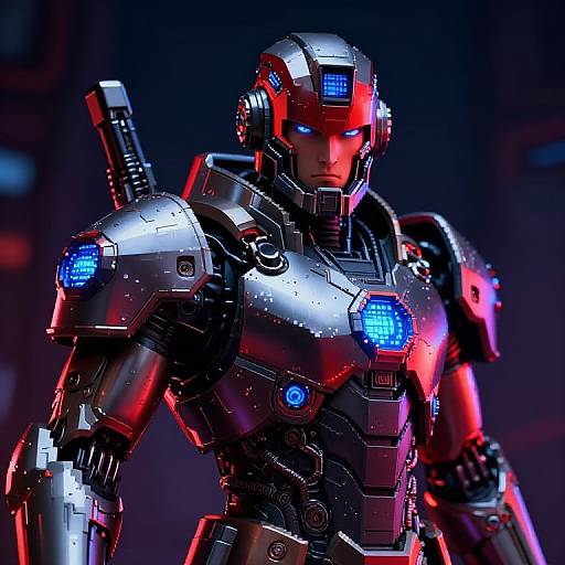 Futuristic Pixelated Mechanical Warrior