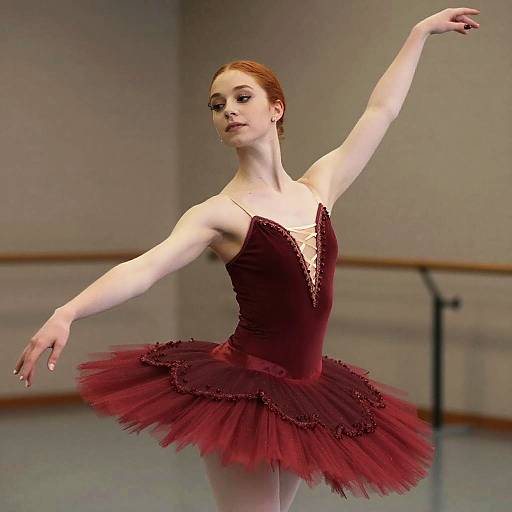 Glamour Portrait of Red-Haired Ballerina