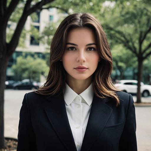 Young Woman in Black Suit Outdoors