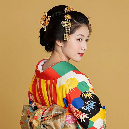 Elegant Woman in Ornate Kimono