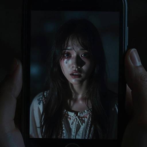 Phone Reflection: Creepy Girl at Night