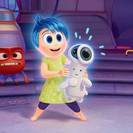 Pixar Style Animated Character with Robot Toy