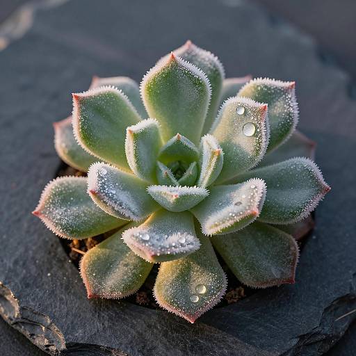 Elegant Frosted Succulent Macro Photography