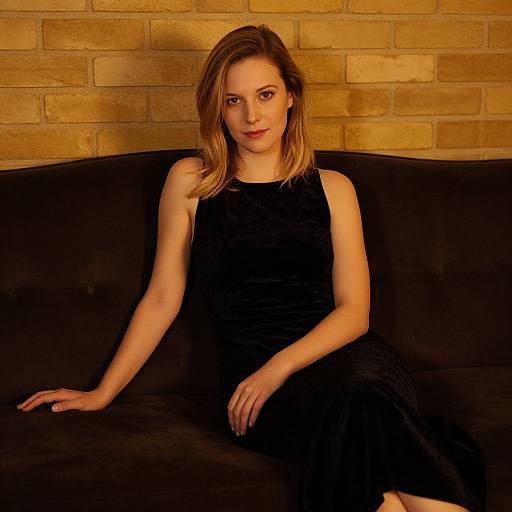 Elegant Woman on Velvet Sofa