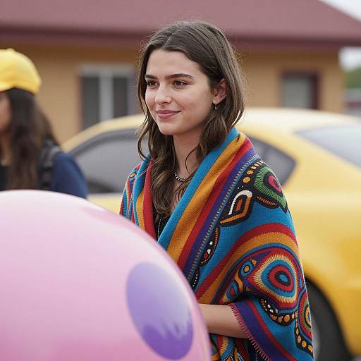 Colorful Portrait of a Smiling Woman