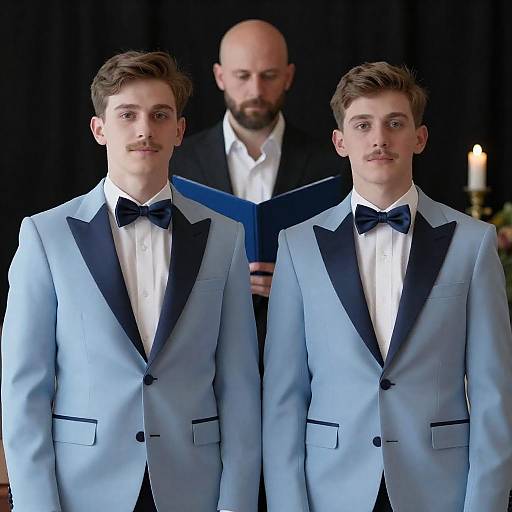 Young Men in Matching Tuxedos Portrait