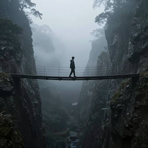 Solitary Reflection Over Misty Chasm