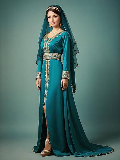 Elegant Arabian Gown with Veil