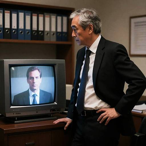 Confronting the Past: A Dimly Lit Office Scene