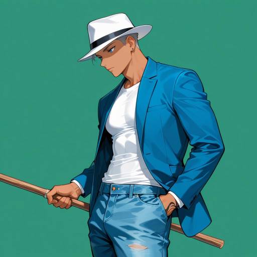 Toned Cowboy in Blue Suit and Fedora Toned Cowboy in Blue Suit and Fedora