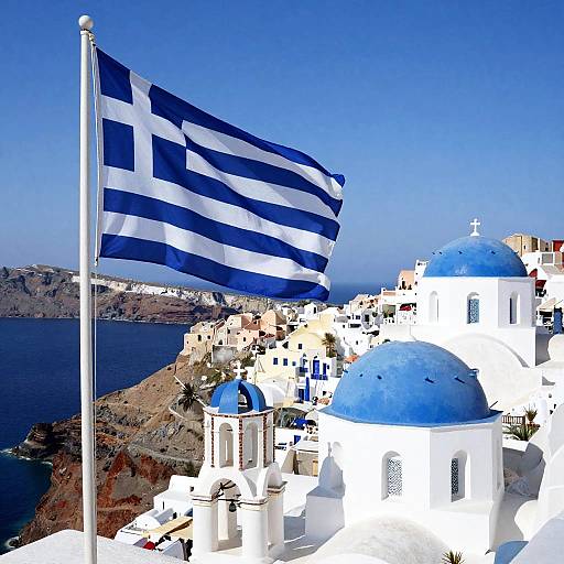 Sunny Mediterranean Greek Flag Scene