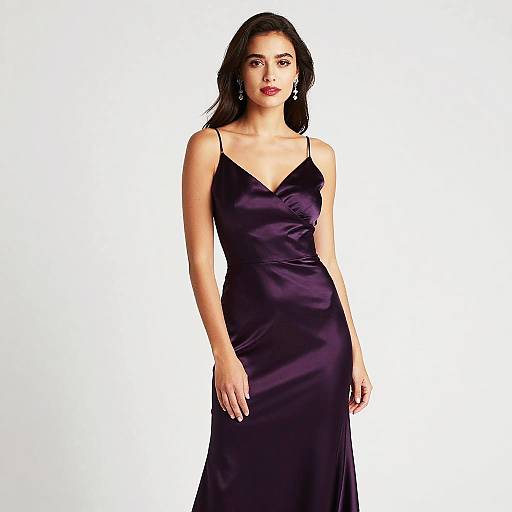 Elegant Woman in Dark Purple Gown