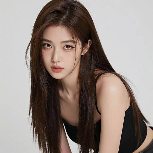 Young Woman with Long Dark Brown Hair